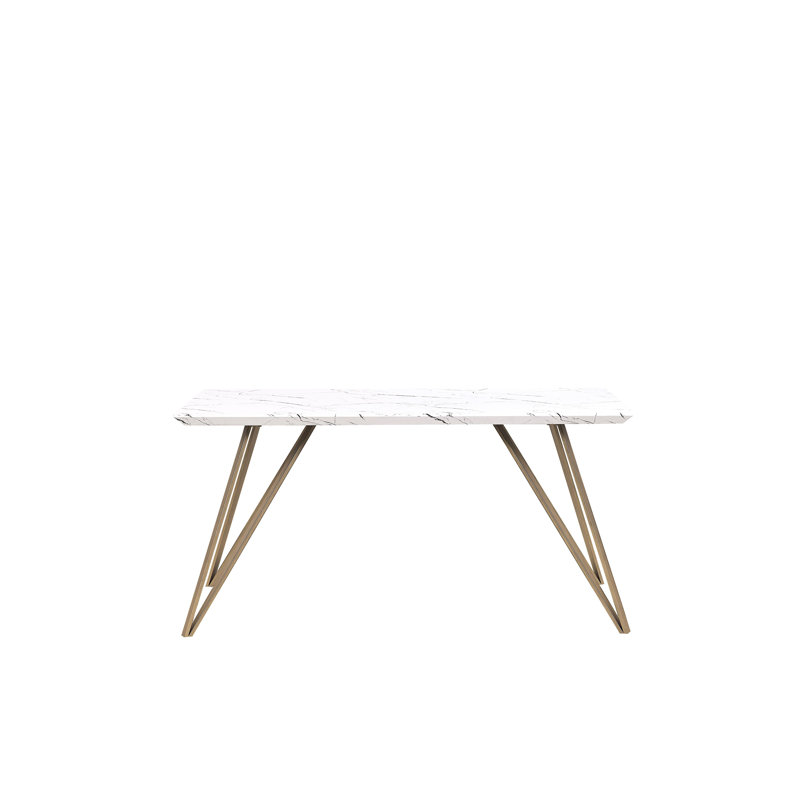 Millie Metal Base Dining Table, Black/White, Gold