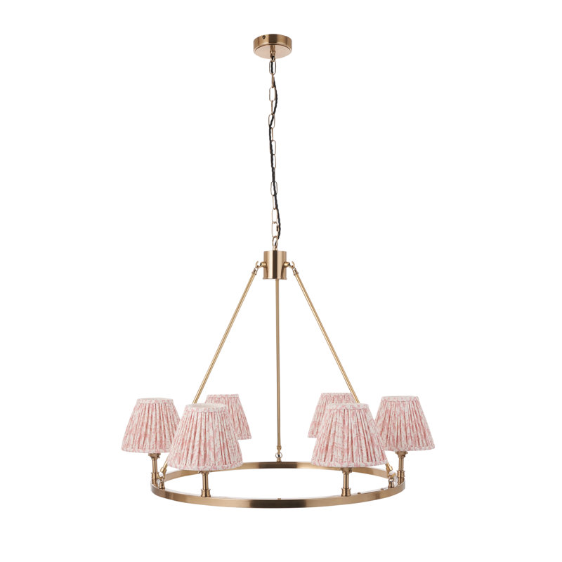 Chester 6 - Light Waggon Wheel Chandelier, Pink