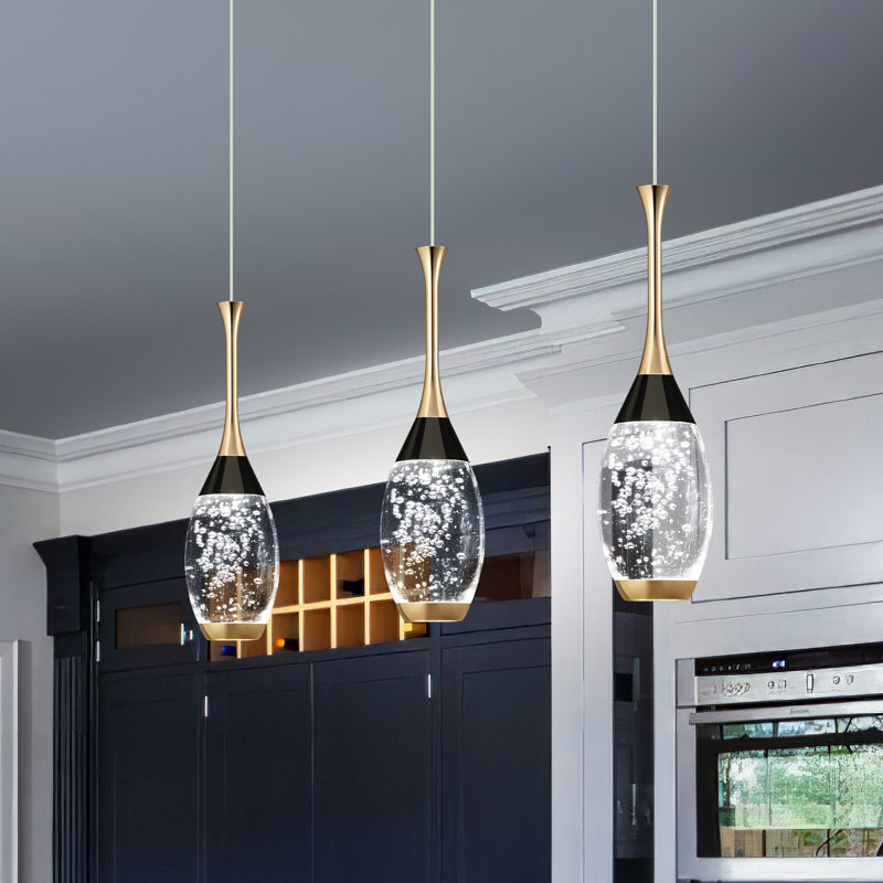 Luminaire suspendu moderne en cristal Illona, Trois lumières