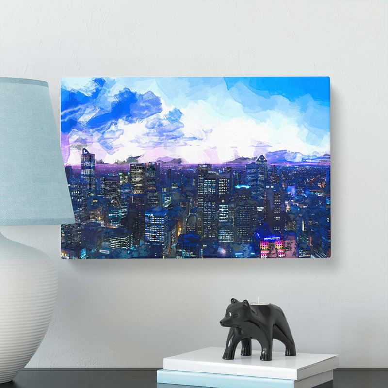Melbourne Australia Skyline At Dusk In Abstract - Wrapped Canvas Print, 50cm H x 76cm W x 3cm D