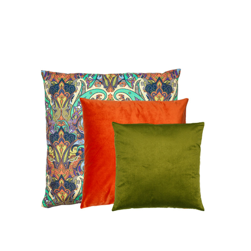 Hong Square Cushion, Orange/Green