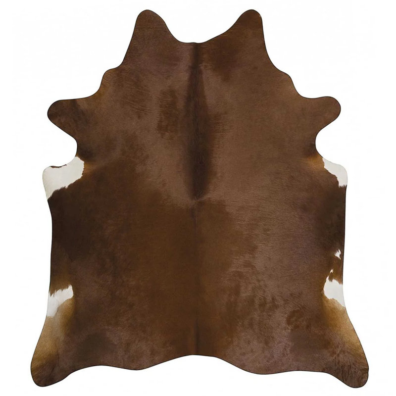 Tapis brun en cuir de vache - tapis en cuir véritable, Nouveauté de 7 pi x 7 pi 6 po