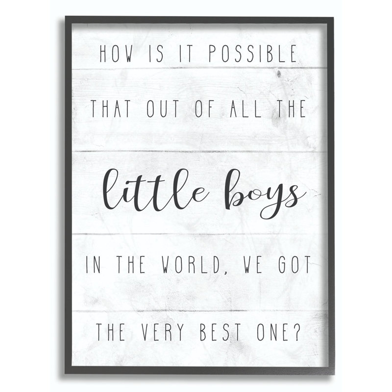 Ardilla «Best Little Boy», art familial, H 20 po x l 16 po x P 1,5 po, Giclée encadrée noir minuit