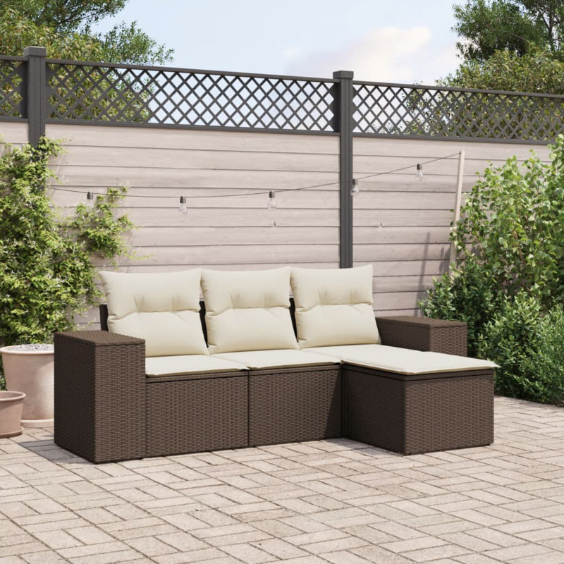 Ensemble de canapé de jardin Vidaxl brun, blanc crème