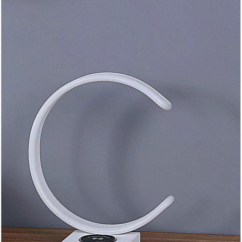 13.5" C Shape LED w/ USB / Wireless Charger Port Table Lamp