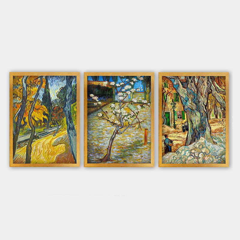 Superbe ensemble de peintures décoratives encadrées (3 pièces) de 21,7 po x 29,5 po chacune | Cadre 100% bois avec polystyrène de 0,8 pouce | Impression numérique UV | Parfait pour la décoration murale de salon, de bureau et de galerie