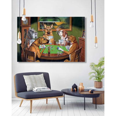 " Cute Dogs Playing Pokers " Painting Print
