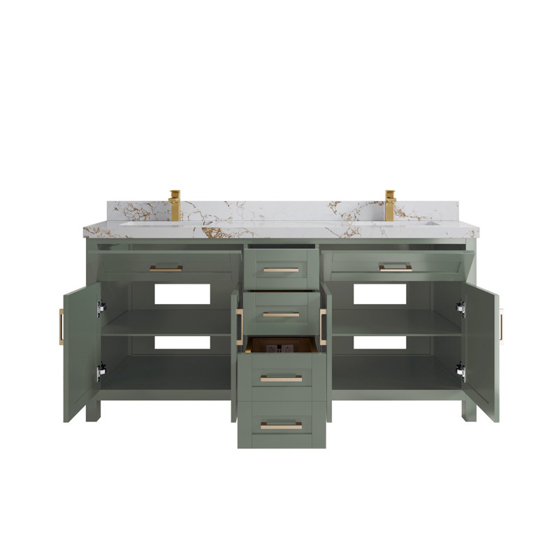 Cambridge 72'' Double Bathroom Vanity with Top, Viola Gold