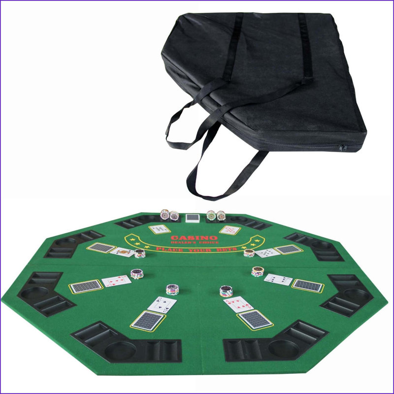 Table de poker pliante 48 po octogone 8 joueurs avec porte-gobelets | Vert | Classique