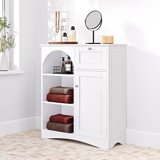 Bronson 1 Door, 1 Drawer Floor Cabinet With Open Shelves - White