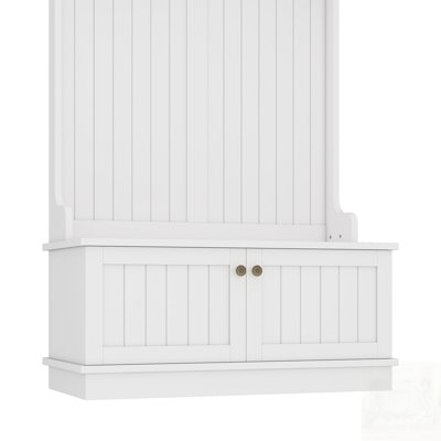 Multifunctional Hall Tree With Storage Shoe Bench, Coat Racks, And Display Shelf For Entryway