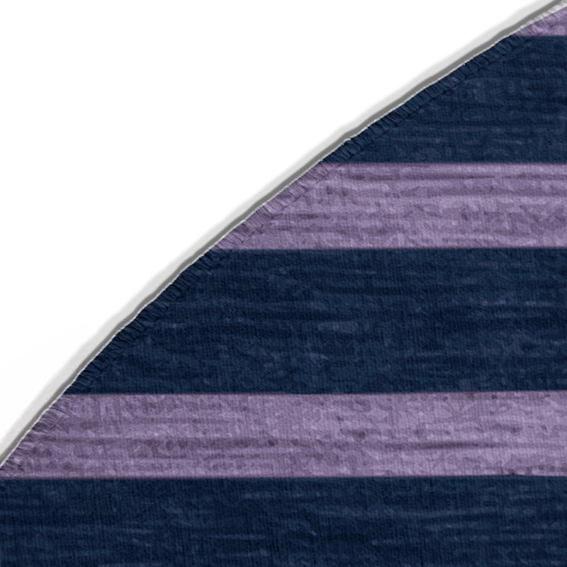 Tapis intérieur / extérieur bleu HorizontalStripes, Rond 5 pi