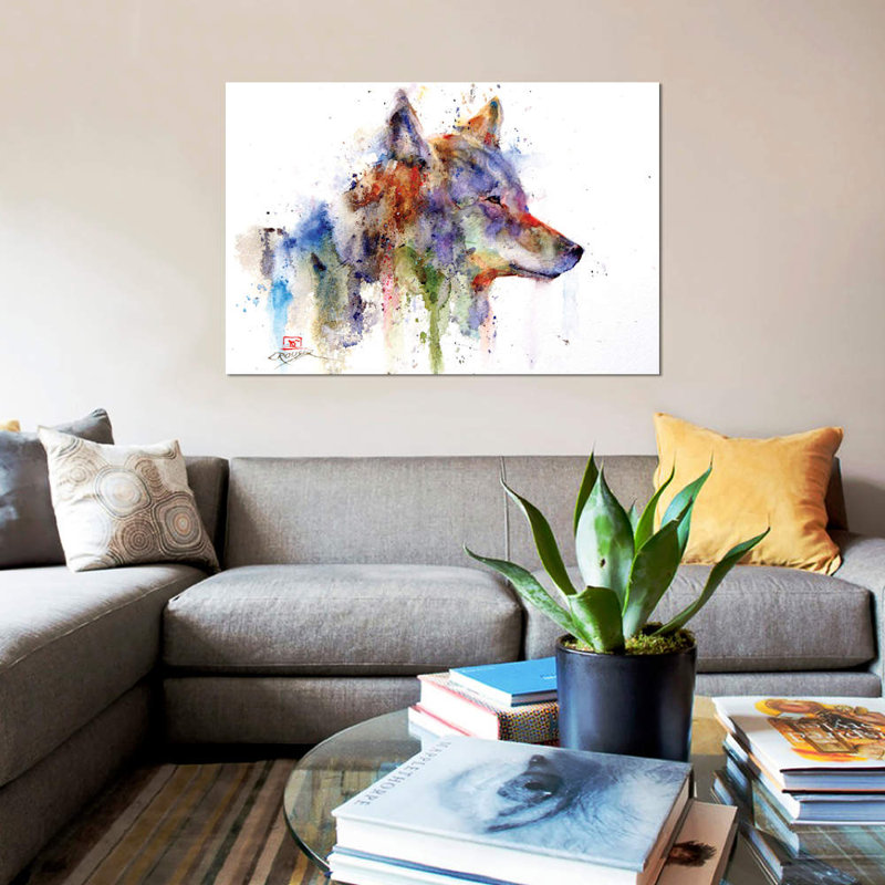 «Coyote» par Dean Crouser, impression sur toile tendue, H 12 po x l 18 po x P 1,5 po, Toile tendue, Pas de tapis