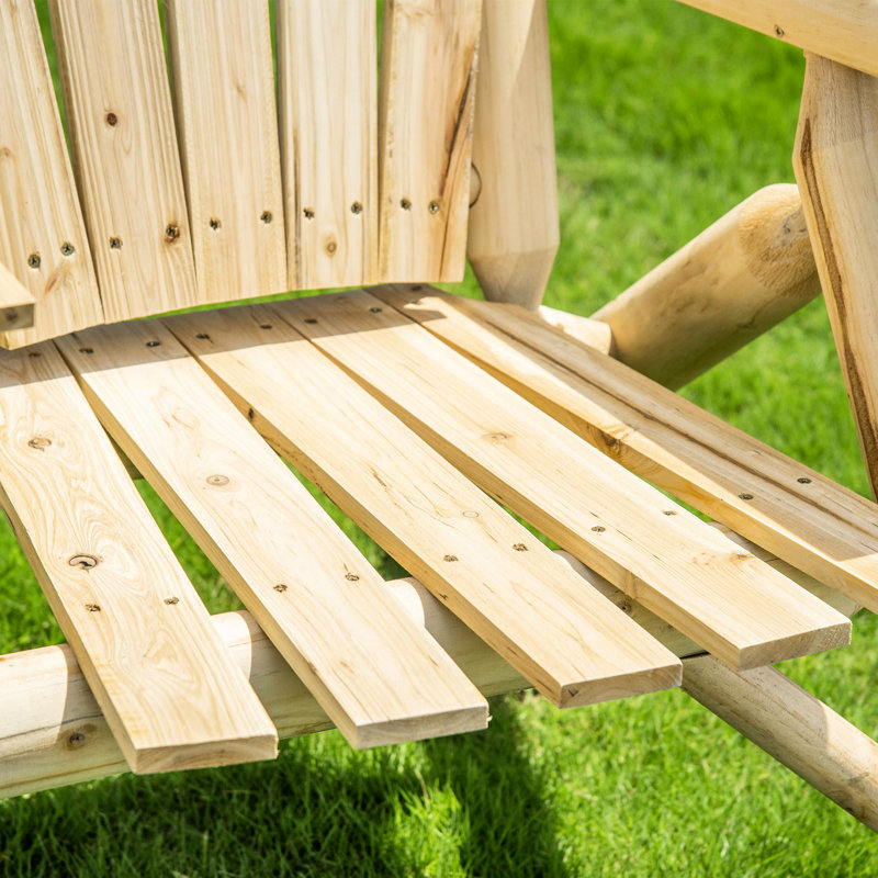 Ensemble de jardin avec table et chaises en bois, foyer extérieur pour porche, terrasse ou jardin, tons naturels.