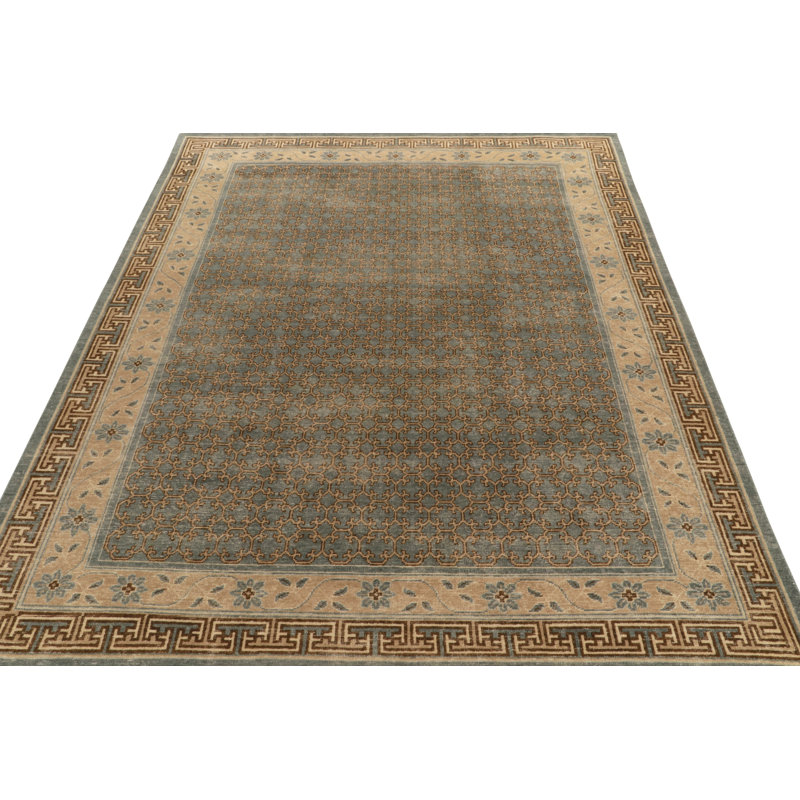 Distressed Homage Hand Knotted Wool Floral Area Rug, Rectangle 8' x 10'