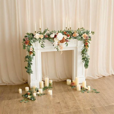 Guirlande de 8,6 pi avec guirlande florale, décorations de printemps pour arches de mariage artificielles, réception de la cérémonie du rosé suspendue à la rose
