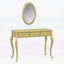 Meuble-lavabo de luxe avec miroir ovale, coiffeuse à 3 tiroirs pour bijoux, console élégante pour la décoration intérieure, doré-1537636193