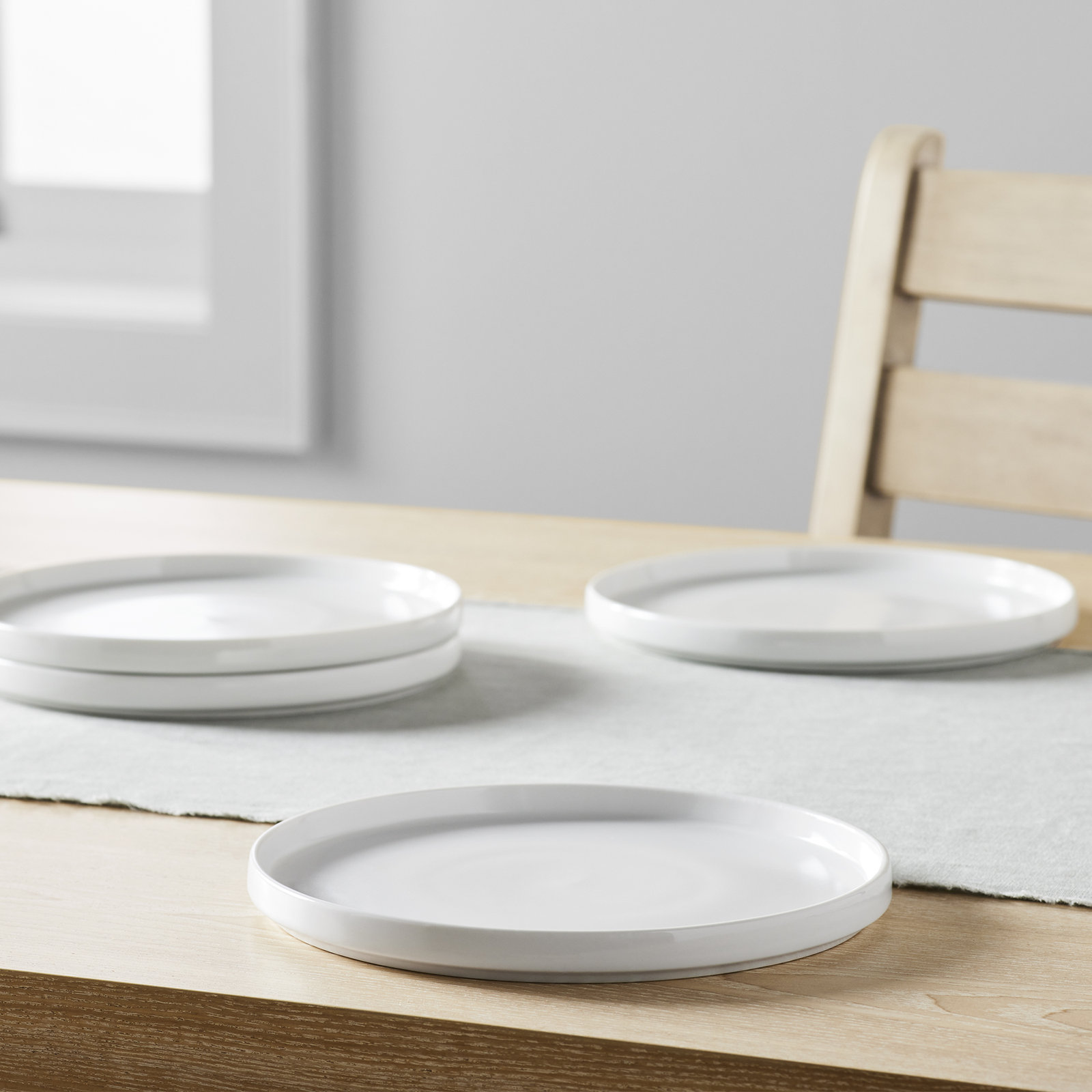 Izie Straight Lip Stoneware Salad Plate, White