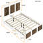 Grand lit plateforme blanc, décoration à bandes de bois, lattes en contreplaqué stable, capacité de charge de 700 lb, lit de style sans sommier requis