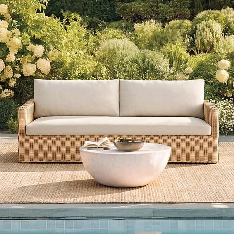Abela 86" Wicker Patio Sofa with Cushions