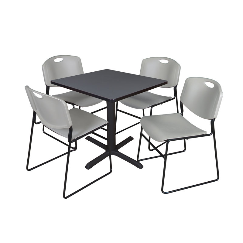 Kee Square Breakroom Table and Chair Set, 29" H x 30" L x 30" D, Grey/Grey