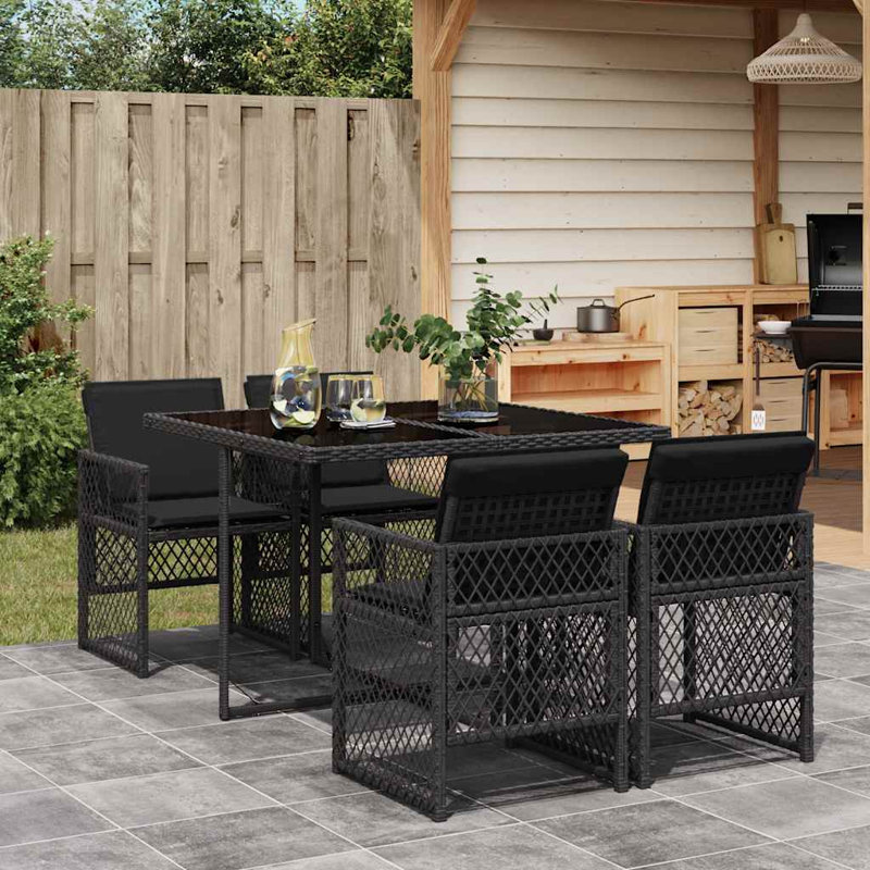 Patio Dining Set with, Black, Black