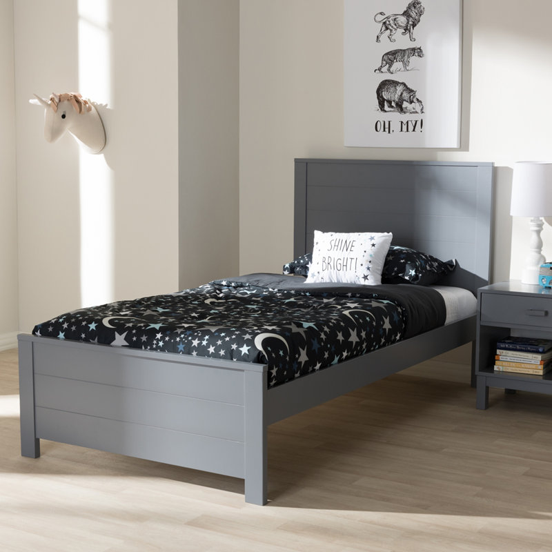 Louisville Solid Wood Platform Bed, Twin, Gray