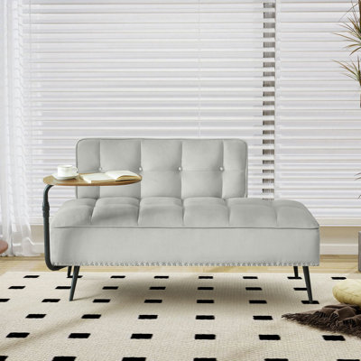 Modern 2-Seater Upholstered Bench With 360° Swivel Tray – Velvet Sofa With Backrest & Metal Legs, As Bed End Bench, Entryway Seating Or Living Room