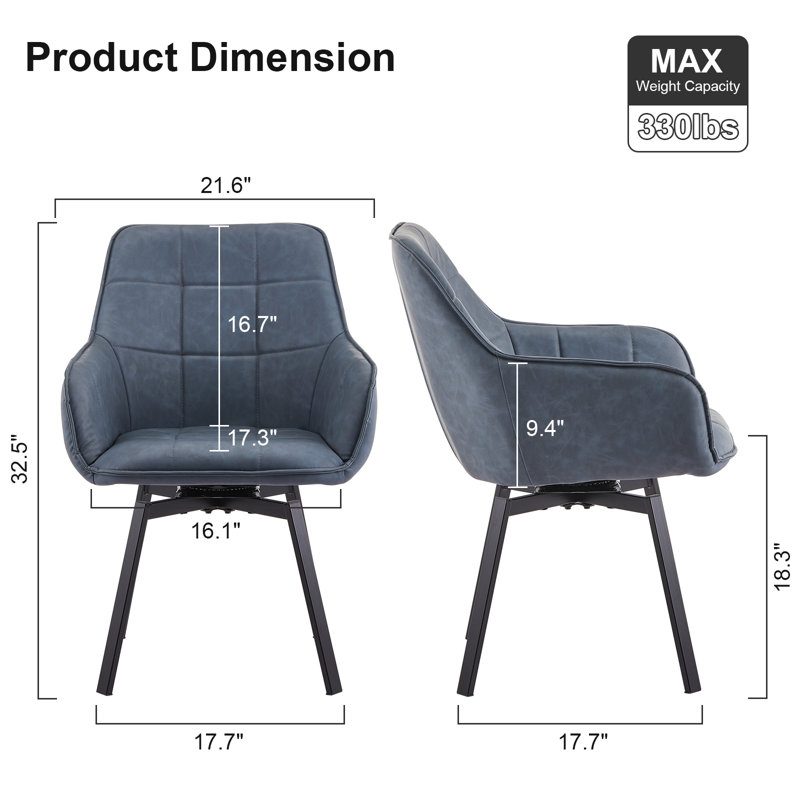 Byun 48cm H Upholstered Metal Armchair, Blue