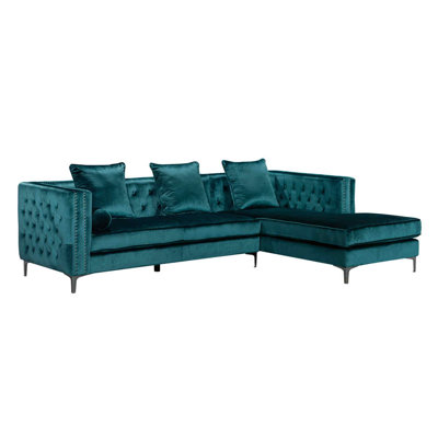 Elefteriu Velvet L-Shaped Sectional Right Hand Facing