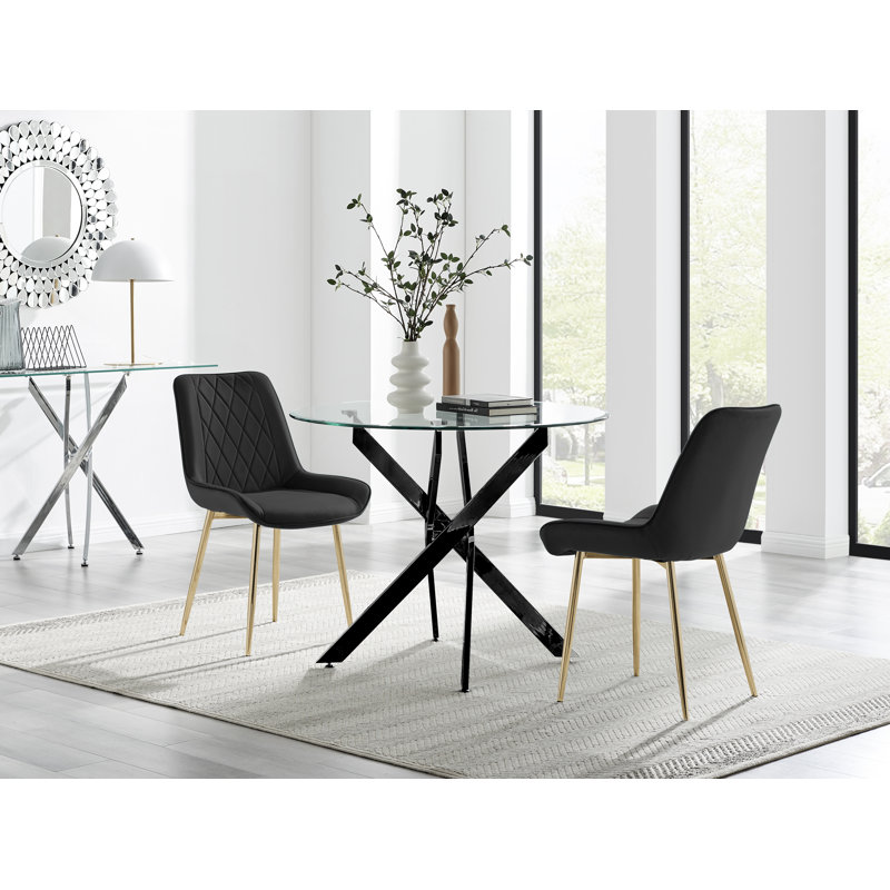 Bernell 2 - Person Dining Set, Black/Gold