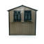 Remise de rangement extérieure en métal de 6 pi x 9 pi avec fenêtre et support à fleurs, remise à outils verrouillable à deux portes, remise de jardin imperméable et résistante aux intempéries pour patio de jardin brun noir-130593641