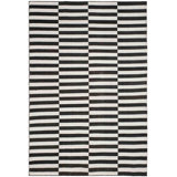Cameron Striped Area Rug in Black/Ivory