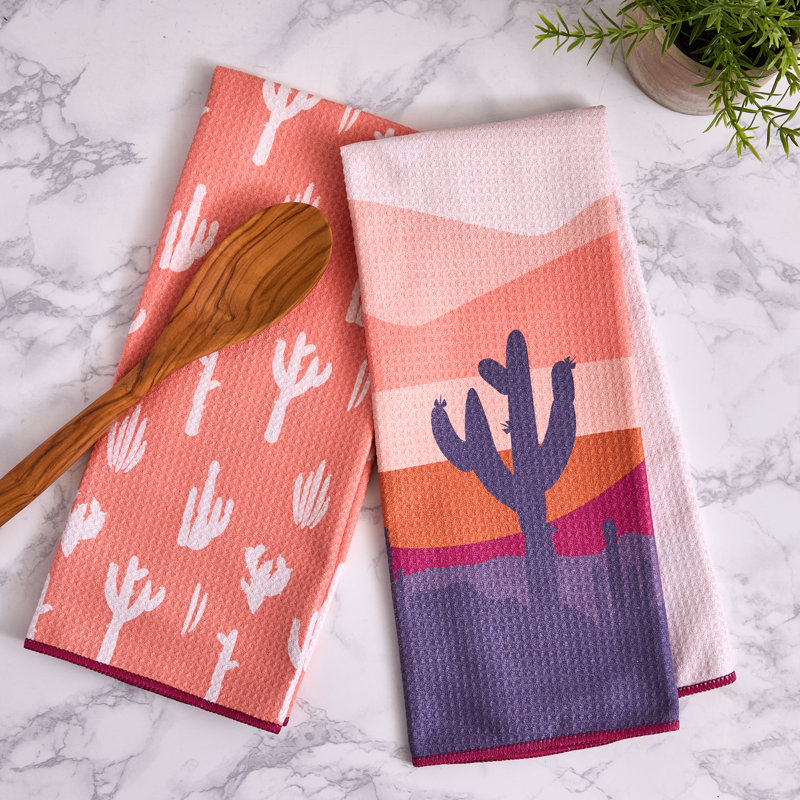  Washed Waffle Dishtowel Set/2, Brick Red