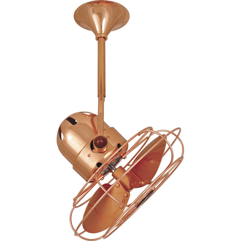 Ventilateur de plafond 3 pales 16 "avec commande murale, Cuivre poli, Tige de 10 po, Métal métal