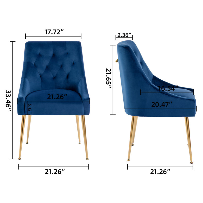 Chaise parsons en velours Springport, Bleu