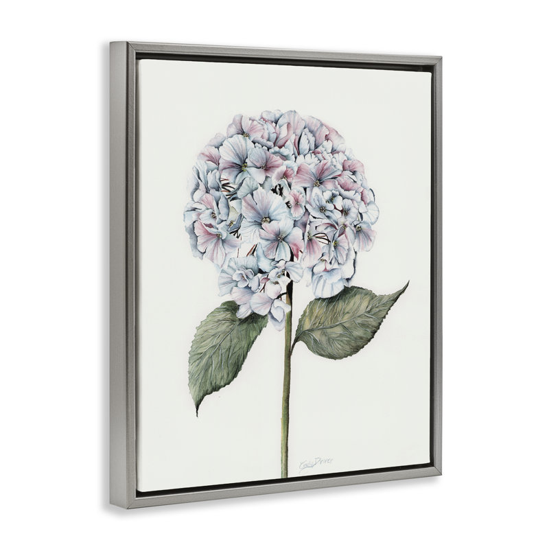 Cadre rond avec ampoule hortensia flottante, design par Cady, H 21 po x l 17 po, Cadre flottant gris lustré