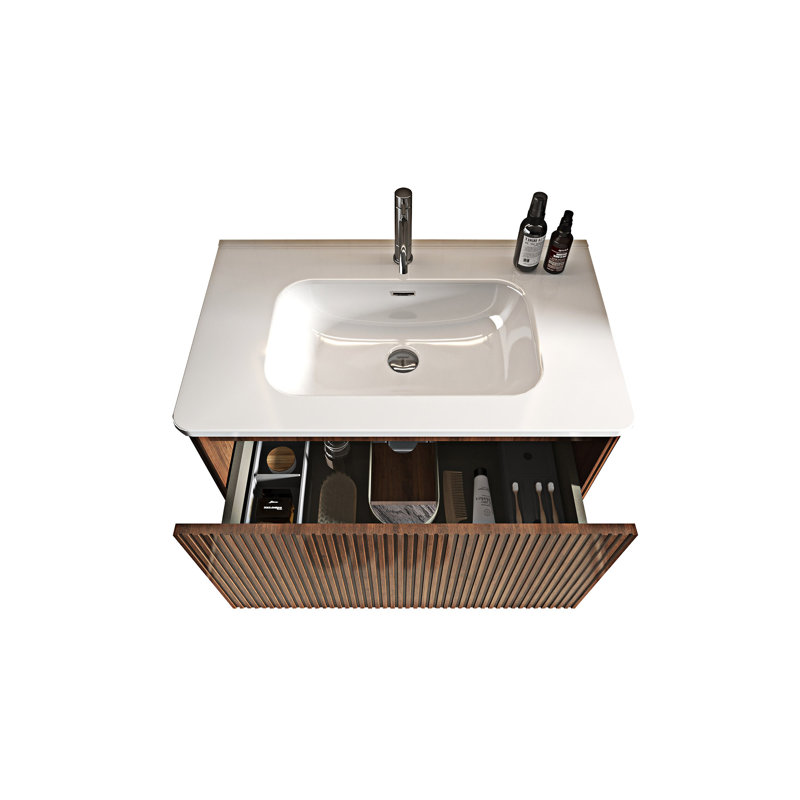 Meuble-lavabo mural flottant avec lavabo en céramique, 30"