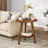 Solid Wood Round Side Table Set Of 2, 2-Tier End Table With Storage Shelf