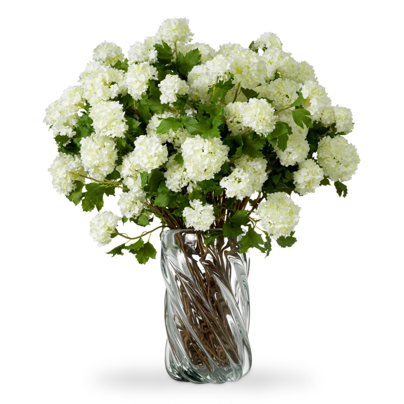 Bouquet of Hydrangeas Snowball Real Touch 36 Pcs, White