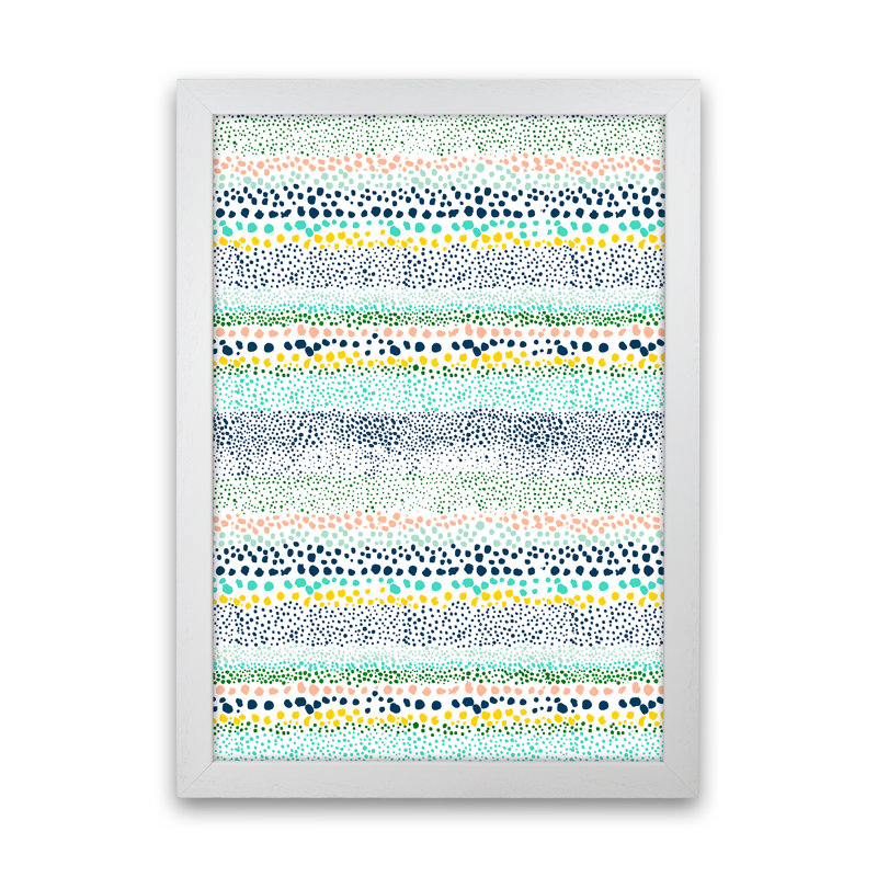 Little Textured Minimal Dots White - Print, 88cm H x 64cm W x 3cm D, White Framed