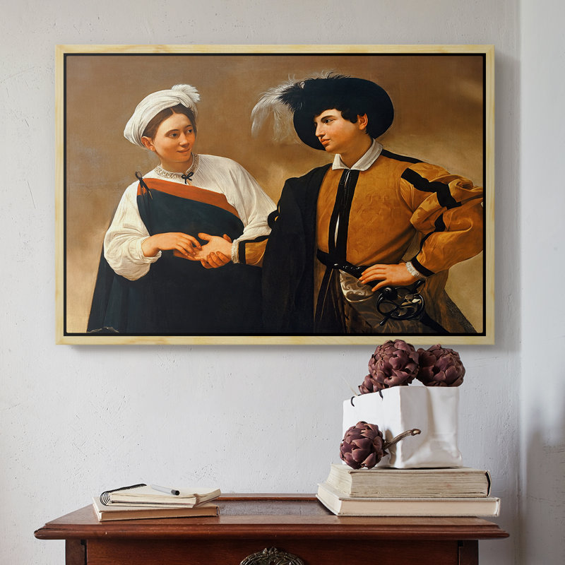 Le diseur de bonne aventure (version Capitoline), v. 1599 - Toile tendue avec châssis Caravaggio, 16 x 24, Naturel