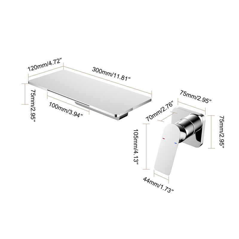 Robinet de lavabo pour salle de bain Waterfall, produit en laiton fin, à fonction unique pour faciliter la température de l'eau et moduler le débit, pour utiliser l'espace du comptoir de manière efficace,