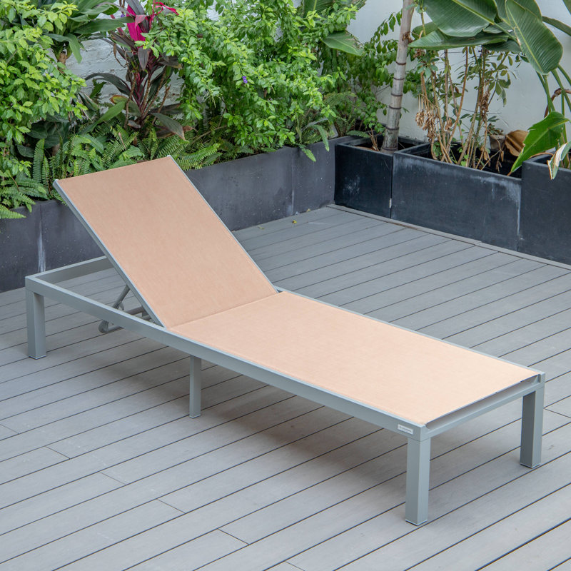 Marlin Modern Aluminum Outdoor Reclining Chaise Lounge - Weather-Resistant Sling Patio Chair for Poolside & Sunbathing