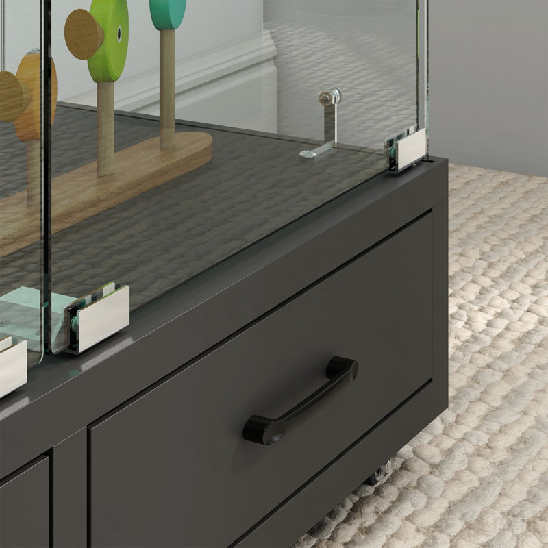 Vitrine 2 portes / 4 tablettes, grands tiroirs, lumineux - standard