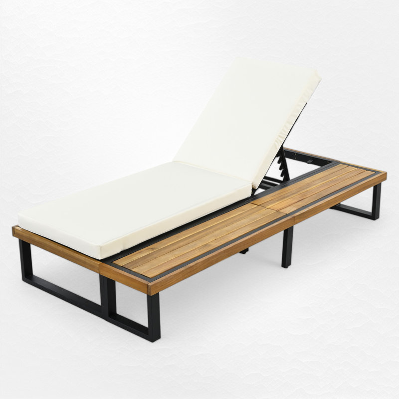 Chaise longue d'extérieur avec coussins, Beige