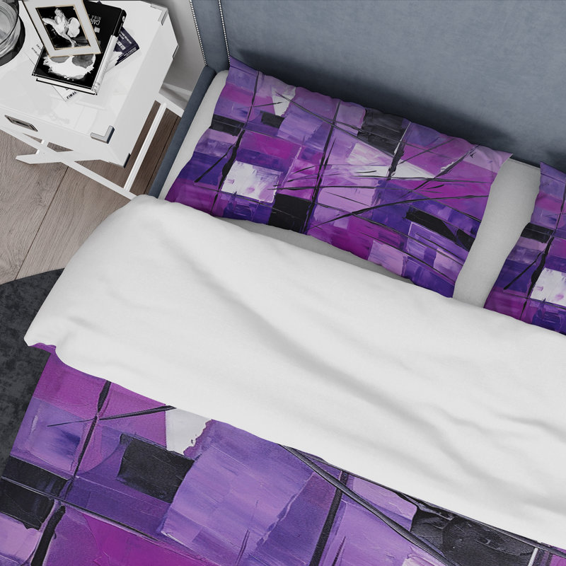 Ensemble de housse de couette Tachisme Mauve Cubism Brush 1 - Tachisme, Housse de couette pour très grand lit
