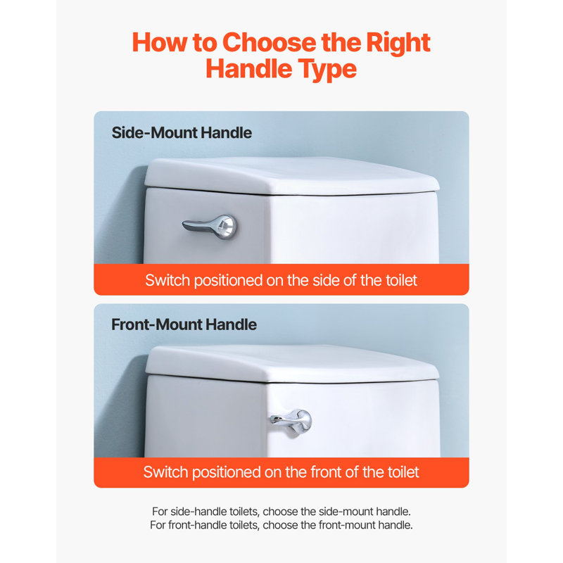 Toilet Handle Replacement Kit, Side Mount Universal Toilet Handle, Toilet Handle Lever With Stainless Steel Flapper Chain, Toilet Flush Handle Fits Various Toilet Tanks, Chrome Finish, Silver