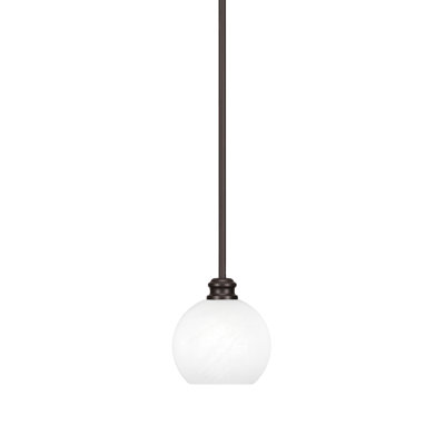 Mini-luminaire suspendu avec tige Edge et verre marbré blanc 5,75 po