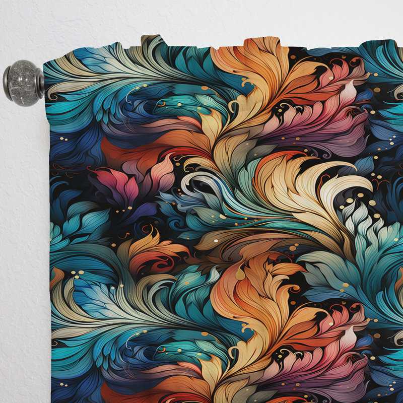 Motif cachemire Fusion contemporain - rideau glamour - obscurcissant velours - 1 panneau, L 52 po x L 63 po